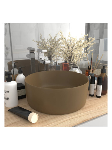 Sonata Луксозна кръгла мивка, матово кремава, 40x15 см, керамика