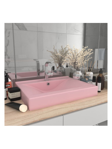 Sonata Луксозна мивка с отвор за кран розов мат 60x46 см керамика