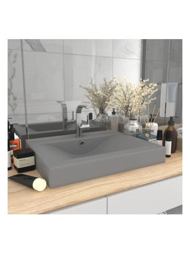 Sonata Луксозна мивка с отвор за кран светлосив мат 60x46 см керамика