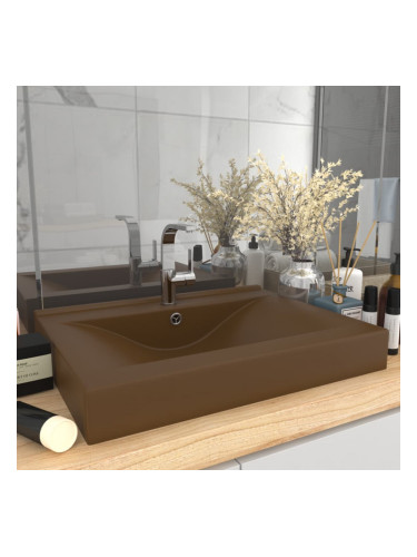 Sonata Луксозна мивка с отвор за кран кремав мат 60x46 см керамика