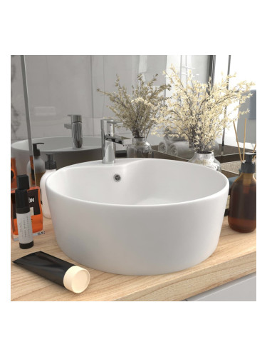 Sonata Луксозна мивка с преливник бял мат 36x13 см керамика