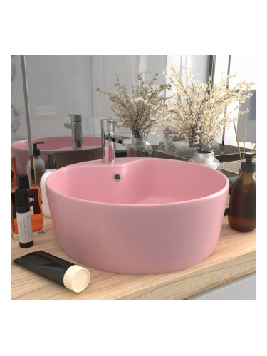 Sonata Луксозна мивка с преливник розов мат 36x13 см керамика