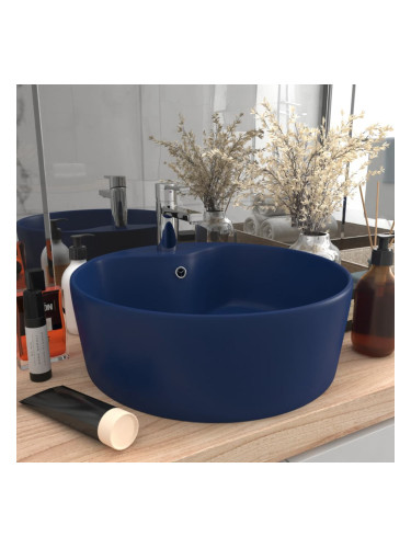 Sonata Луксозна мивка с преливник тъмносин мат 36x13 см керамика