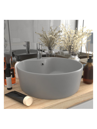 Sonata Луксозна мивка с преливник светлосив мат 36x13 см керамика