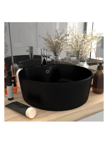 Sonata Луксозна мивка с преливник черен мат 36x13 см керамика