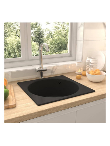 Sonata Кухненска мивка с преливник, черна, гранит