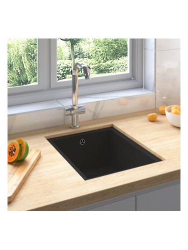 Sonata Кухненска мивка с преливник, черна, гранит