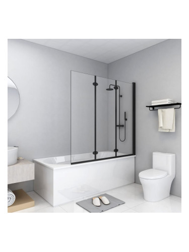 Sonata Сгъваем душ параван, 3 панела, ESG стъкло, 130x138 см, черен