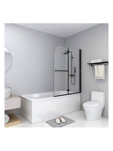 Sonata Сгъваем душ параван, 2 панела, ESG стъкло, 95x140 см, черен