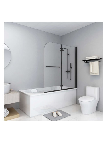 Sonata Сгъваем душ параван, 2 панела, ESG стъкло, 120x140 см, черен