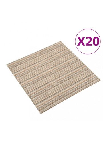 Sonata Килимни плочки за под, 20 бр, 5 м², 50x50 см, бежови ивици