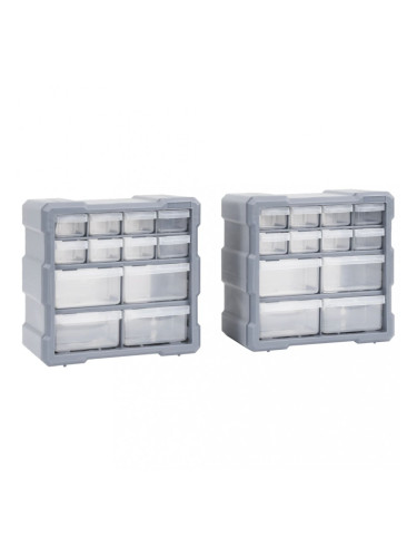 Sonata Шкафове органайзери с 12 чекмеджета, 2 бр, 26,5x16x26 см