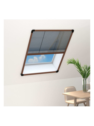 Sonata Алуминиев плисе комарник за прозорци, кафяв, 80x100 см