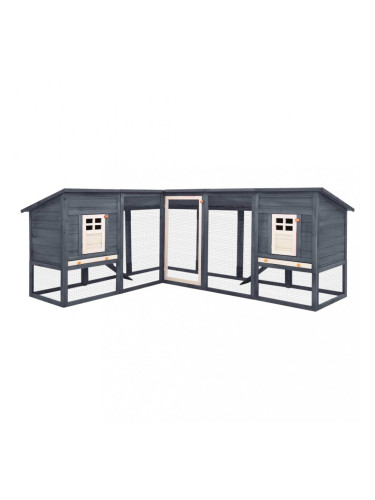 Sonata Външна клетка за зайци с пътечка, сиво и бяло, чам масив