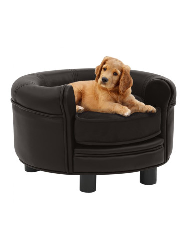 Sonata Кучешки диван, кафяв, 48x48x32 см, плюш и изкуствена кожа