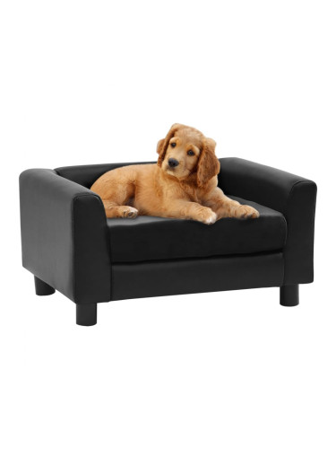 Sonata Кучешки диван, черен, 60x43x30 см, плюш и изкуствена кожа