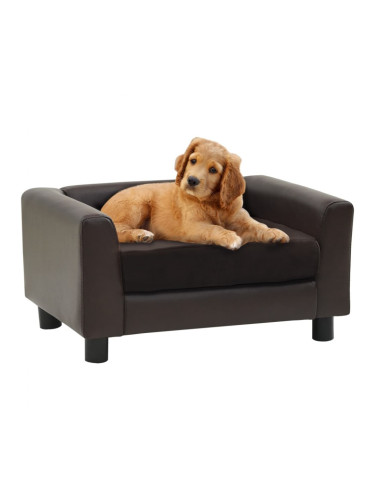 Sonata Кучешки диван, кафяв, 60x43x30 см, плюш и изкуствена кожа
