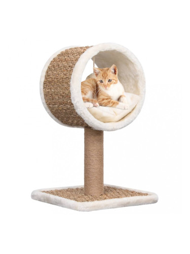 Sonata Котешко дърво с горен тунел и играчка, 56 см, морска трева