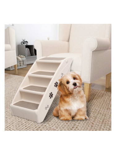 Sonata Сгъваеми стълби за кучета, кремави, 62x40x49,5 см