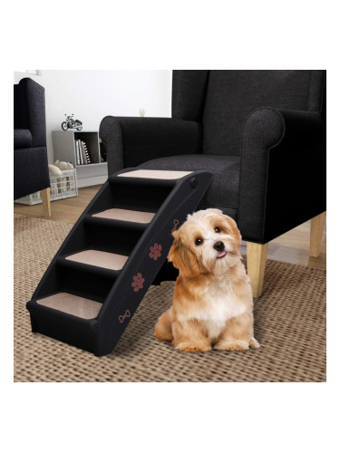 Sonata Сгъваеми стълби за кучета, черни, 62x40x49,5 см