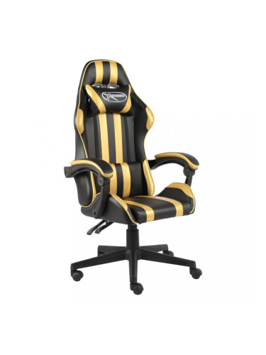 Sonata Геймърски стол, черно и златисто, изкуствена кожа