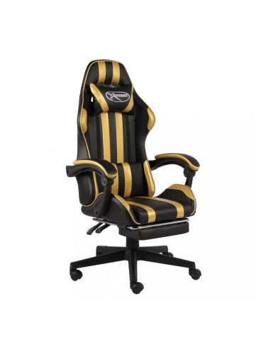 Sonata Геймърски стол с подложка за крака черно/злато изкуствена кожа