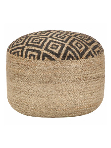 Sonata Ръчно изработен пуф, черен, 45x30 см, юта