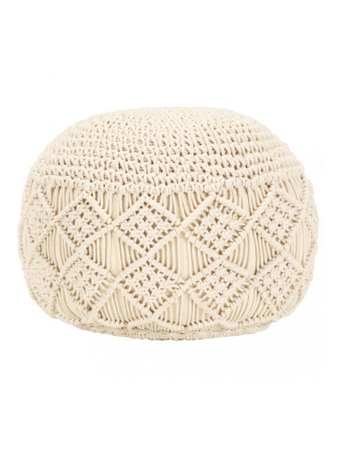 Sonata Ръчно изработен пуф в макраме, 45x30 см, памук