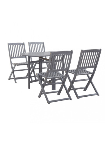 Sonata Градински трапезен комплект, 5 части, акация масив, сив