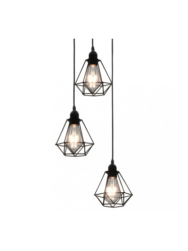 Sonata Таванна лампа с дизайн на диаманти, черна, 3 x E27 крушки