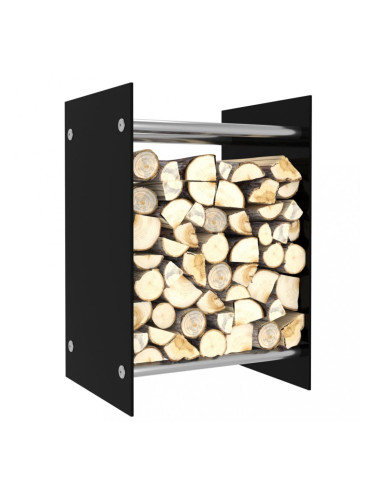 Sonata Стойка за дърва, черна, 40x35x60 см, стъкло