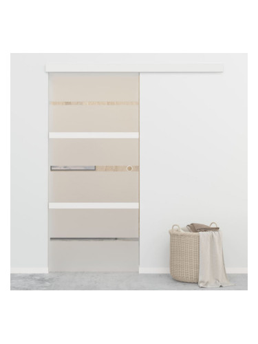 Sonata Плъзгаща врата, ESG стъкло и алуминий, 90x205 см, сребриста