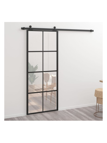 Sonata Плъзгаща врата, алуминий и ESG стъкло, 76х205 см, черна