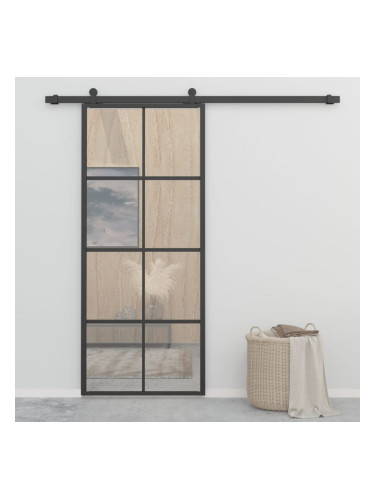 Sonata Плъзгаща врата, алуминий и ESG стъкло, 90x205 см, черна