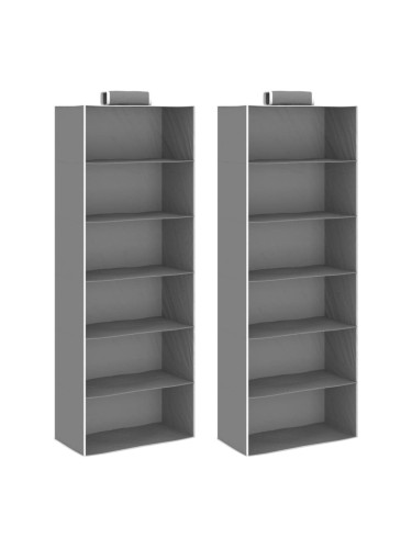 Sonata Окачени органайзери за дрехи, 2 бр, с 6 рафта, текстил