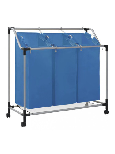 Sonata Кош за сортиране на пране с 3 торби, син, стомана