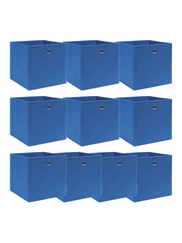 Sonata Кутии за съхранение, 10 бр, сини, 32x32x32 см, текстил
