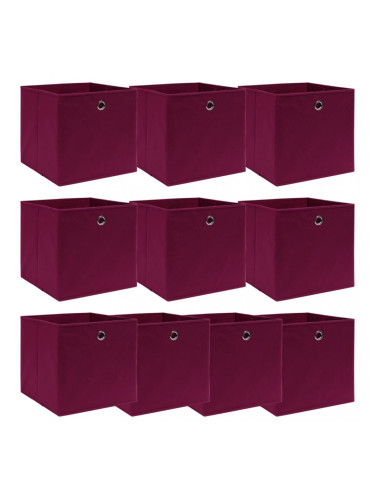 Sonata Кутии за съхранение, 10 бр, тъмночервени, 32x32x32 см, текстил