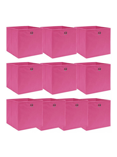 Sonata Кутии за съхранение, 10 бр, розови, 32x32x32 см, текстил