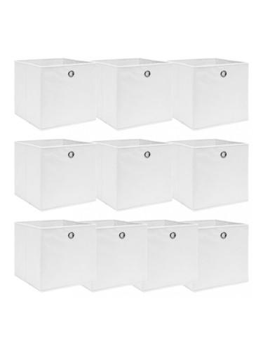 Sonata Кутии за съхранение, 10 бр, бели, 32x32x32 см, текстил