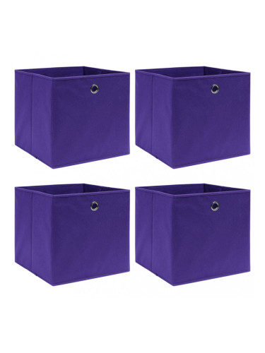 Sonata Кутии за съхранение, 4 бр, лилави, 32x32x32 см, текстил