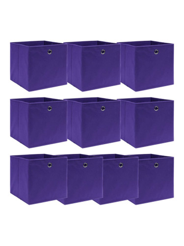Sonata Кутии за съхранение, 10 бр, лилави, 32x32x32 см, текстил