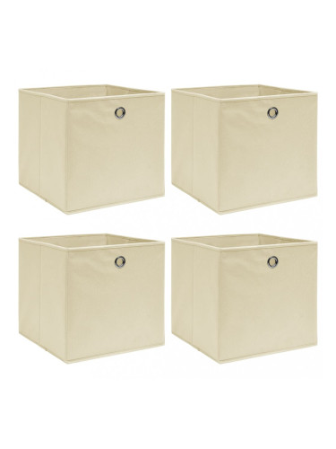 Sonata Кутии за съхранение, 4 бр, кремави, 32x32x32 см, текстил