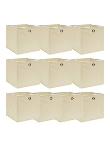 Sonata Кутии за съхранение, 10 бр, кремави, 32x32x32 см, текстил