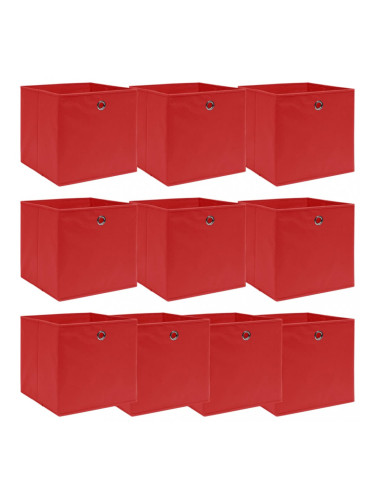 Sonata Кутии за съхранение, 10 бр, червени, 32x32x32 см, текстил