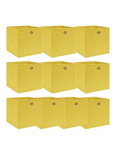 Sonata Кутии за съхранение, 10 бр, жълти, 32x32x32 см, текстил