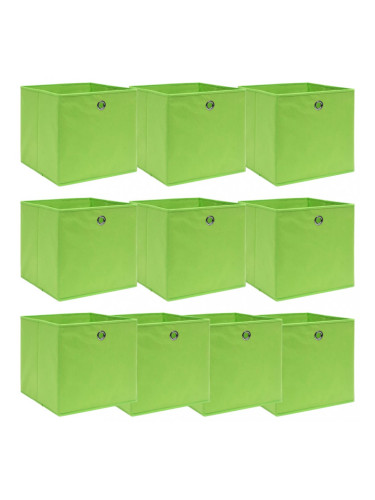 Sonata Кутии за съхранение, 10 бр, зелени, 32x32x32 см, текстил