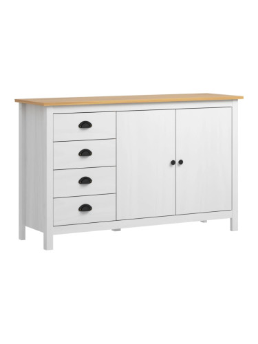 Sonata Страничен шкаф Hill Range, бял, 130x40x80 см, боров масив