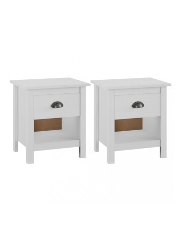 Sonata Нощни шкафчета 2 бр Hill Range бели 46x35x49,5 см бор масив