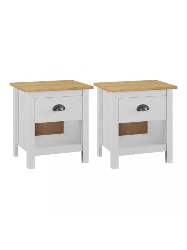 Sonata Нощни шкафчета 2 бр Hill Range бели 46x35x49,5 см бор масив